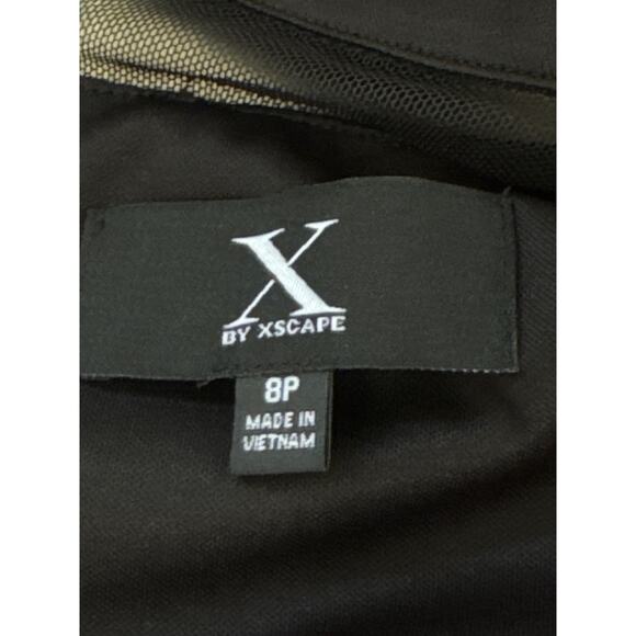 X BY XSCAPE ILLUSION BOAT NECK SHORT SLEEVE DRESS IN BLACK NWT WOMEN'S SIZE 8P - Picture 10 of 15